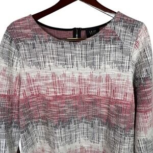 Anthropologie W5 Tweed Textured Knit Top Sz L 3/4 Sleeve Made in USA Boho Fringe